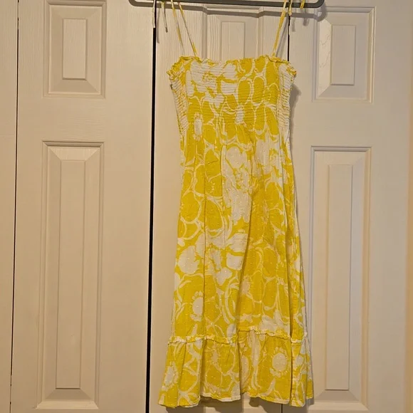 Jcrew Summer Spaghetti Strap Floral Yellow Dress As Seen On Sookie Stackhouse - Picture 4 of 10